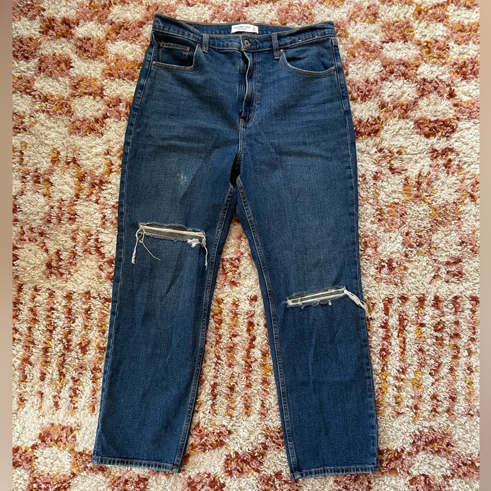 Abercrombie & Fitch The Ankle Straight Ultra High Rise Blue Jeans